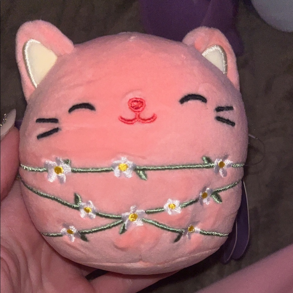 Squishmallows Pink Embroidered Daisy Cat Plush